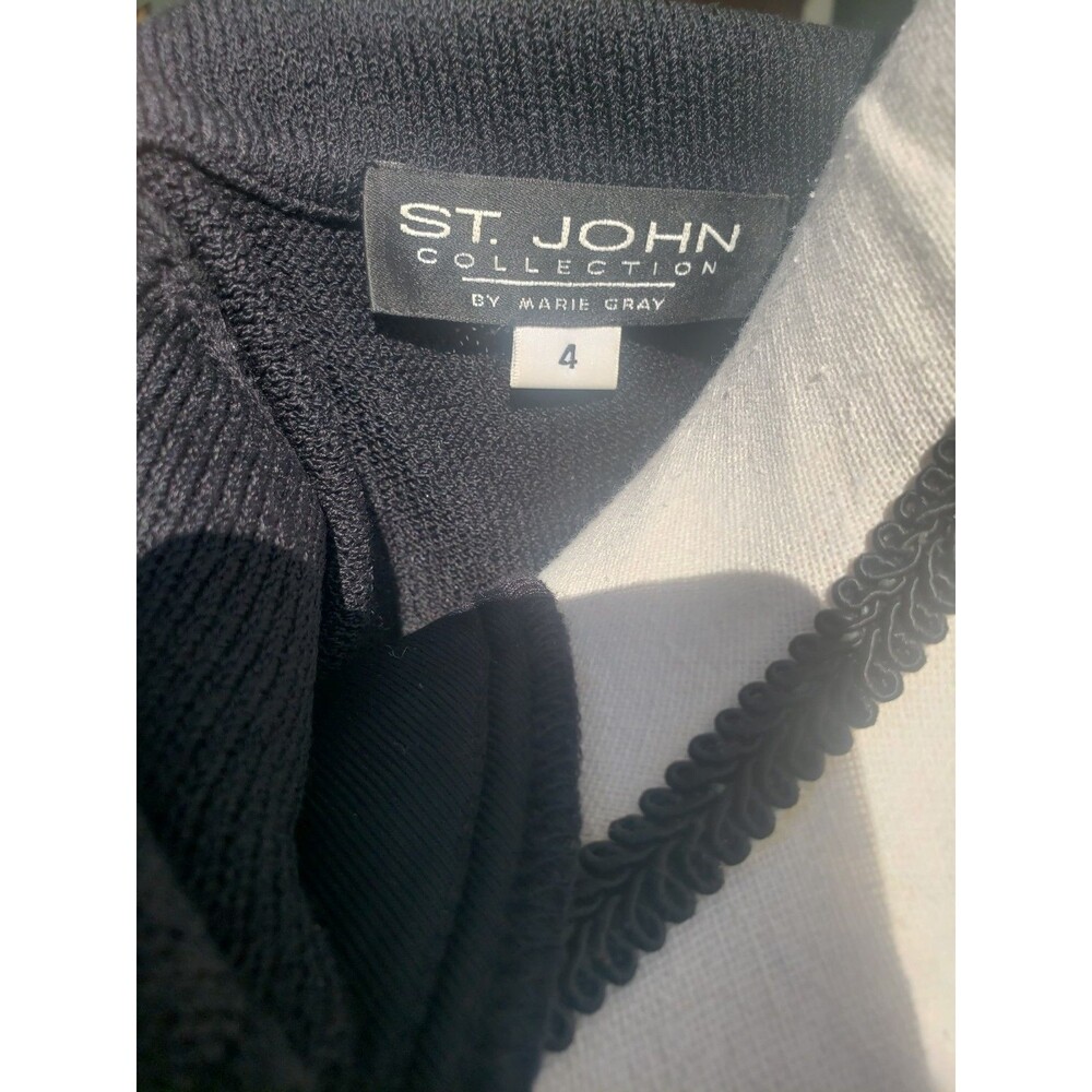 St John Collection Marie Gray Santana Knit Jacket Skirt Suit Black Sz 4 Gold Btn - Picture 10 of 16